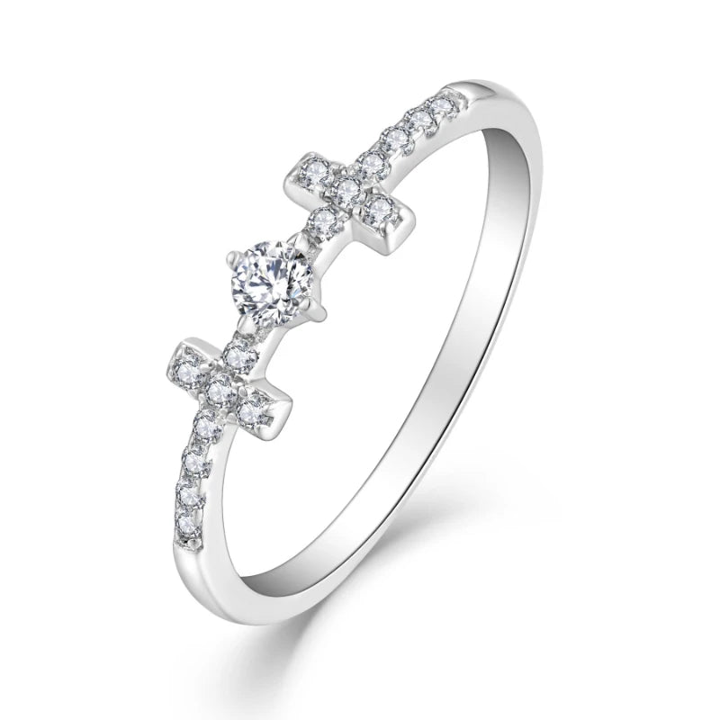 YILUN Elegant Design Cubic Zirconia Rhodium Plated 925 Sterling Silver Ring for Women