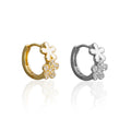 EH1559 New Trendy Charm Crystal Zircon Flower Hoop Earrings for Women Luxury Silver Color Stainless Steel Dangle Earring Jewelry
