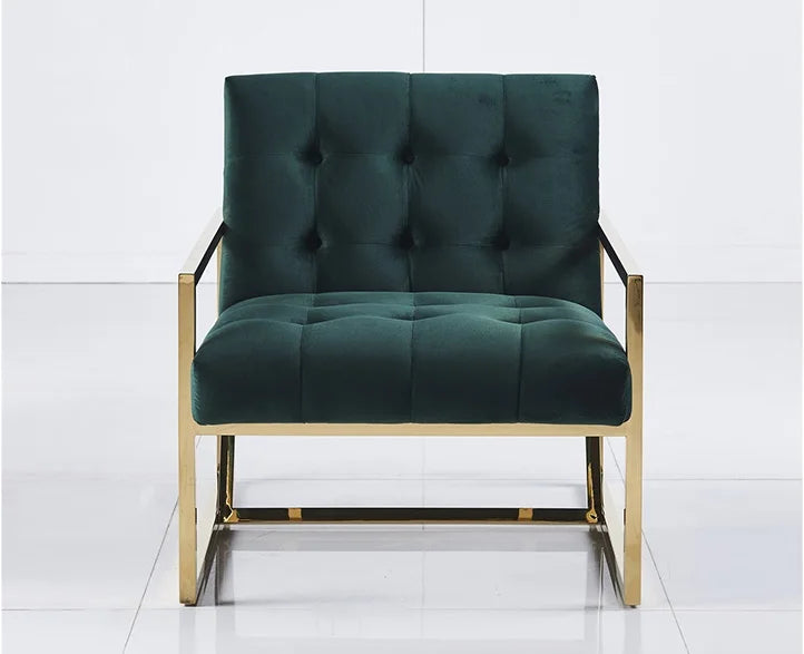 Golden Metal Stainless Steel Metal Design Velvet Soft Bed Fabric Chair Living Room Sofa Hotel