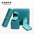 FORTE Luxury PU Leather Jewelry Box Metal Plate Label Jewelry Ring Box Custom Jewelry Packaging Box With Logo