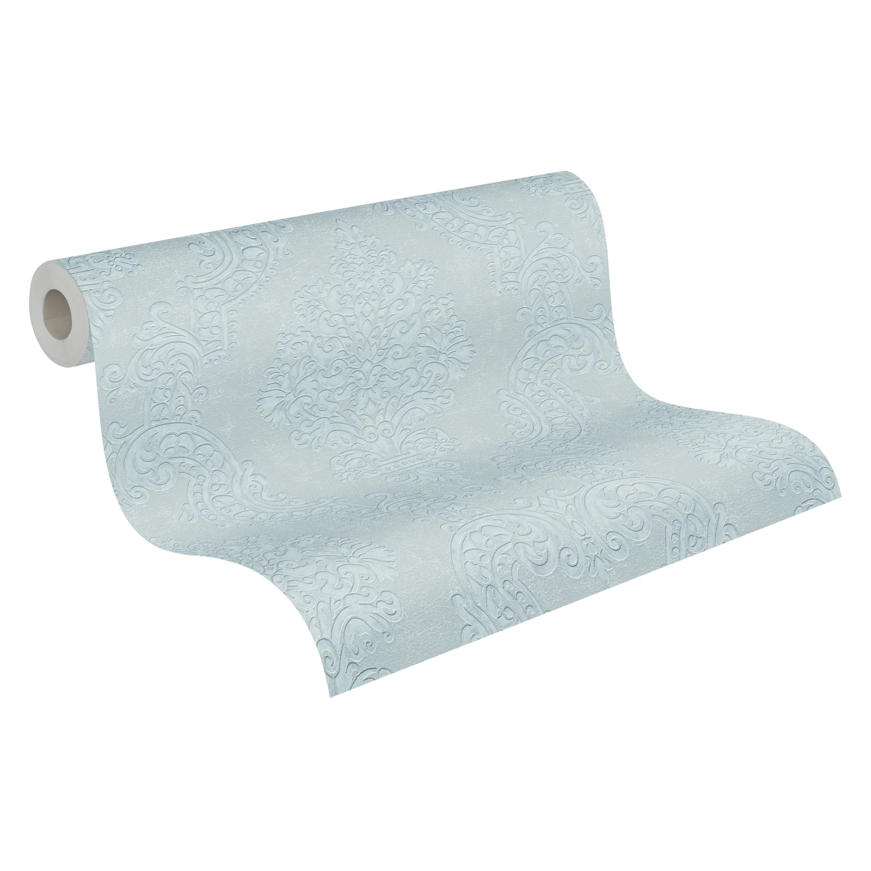 Made in Germany - Wallpaper rolls Ornament Grey Silver - Non Woven Vinyl - Modern Wallpaper Damask / Victorian - 1005 x 053 m