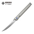 Hongrui 2026 New Design CNC M390 Steel Outdoor EDC Folding Pocket Hunting Survival Knife Titanium Alloy Handle for Camping
