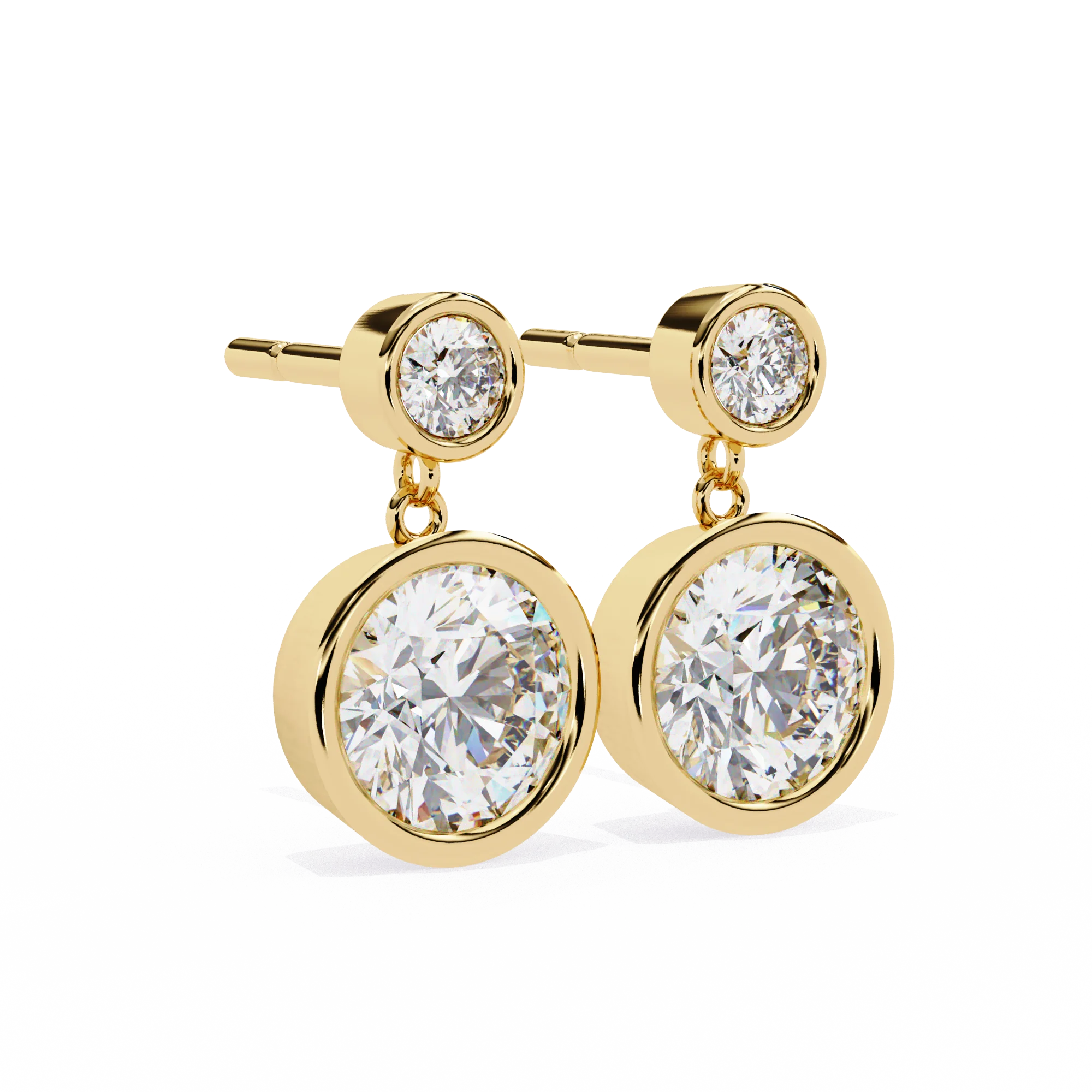 10K White Gold Drop Earrings Moissanite Moon Shape Bezel Set IGI Certified Luxury Jewelry for Women-Anniversary Engagement