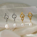 Tarnish Free Women Fashion Jewelry Stainless Steel Pearl Dangle Earrings