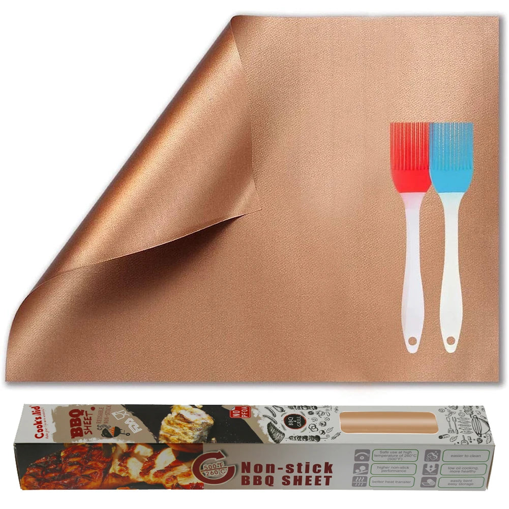 100% Non-Stick BBQ Grill Mats Heavy Duty Reusable and Easy to Clean Works on Electric Grill Gas Charcoal BBQ Grill Mat