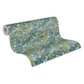 Made Germany Modern Luxury Non Woven Contract Wallpaper Rolls-Wash-Resistant Sound-Absorbing Floral Green Blue for Hotel School