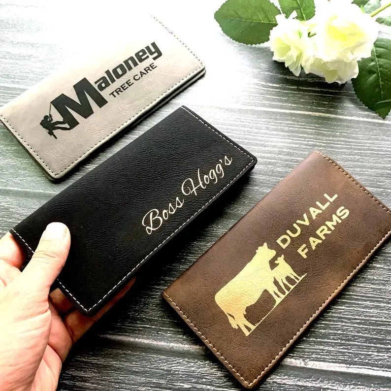 Mineti MLCB Blank Laserable Leatherette Personalized Customized Engraved Checkbook Cover Gift Him Gift Her Mother's Day Gift