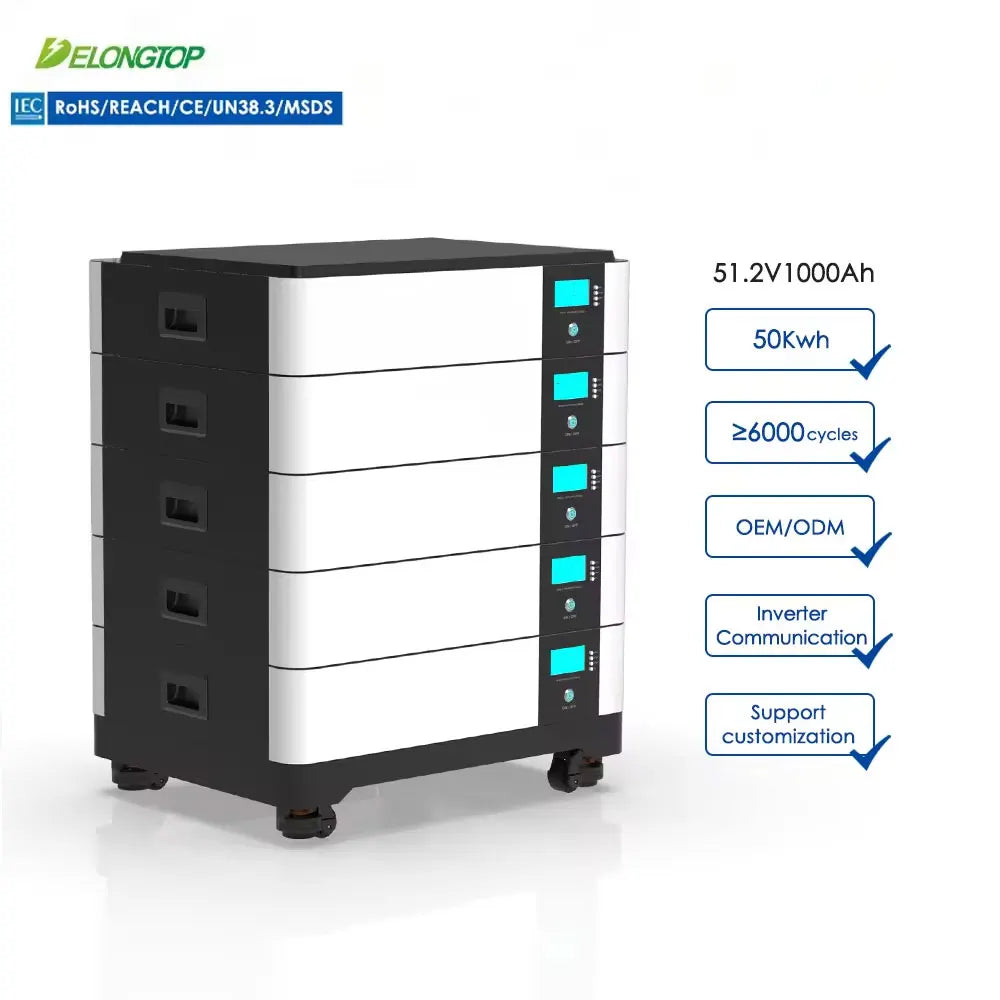 51.2V 20KWH 50KWH All-in-One Solar Inverter Lithium Energy Storage Battery 48V 200AH Stackable System Lifepo4 Lithium Battery