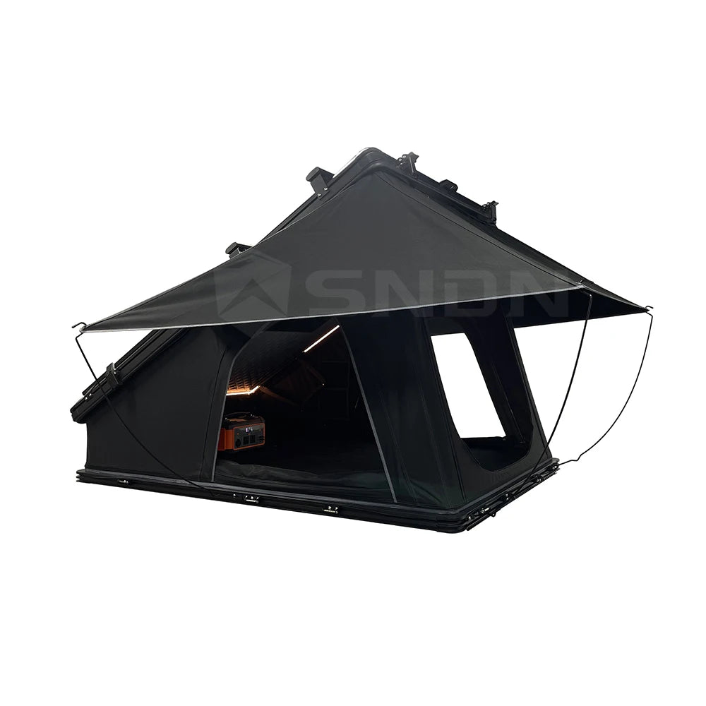 SNDN Portable Large Space X Hinge Car Rooftop Tent Hard Shell Aluminum Quick Automatic Open Roof Top Tent X Hinge for Camping