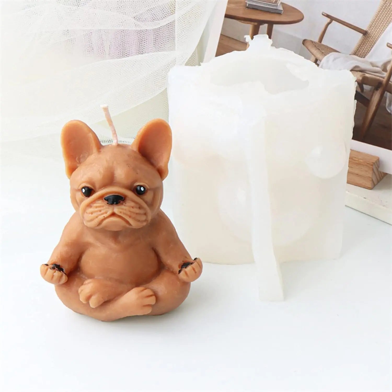 3D Sitting Shar Pei Dog Candle Mold for Chocolate Candy Cake Decor Soy Wax Candle Soap Polymer Clay Plaster Resin Art