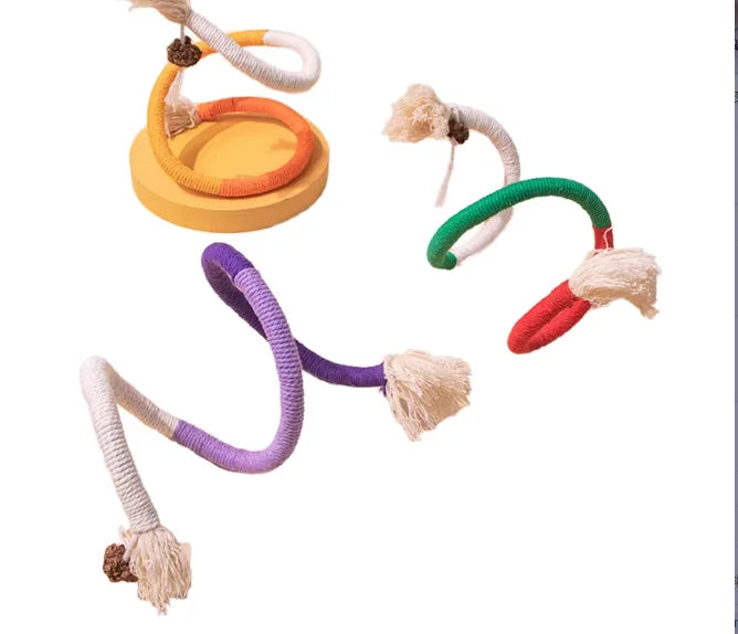 70cm Interactive Linen Rope Cat Toy Bite-Resistant and Catnip Safe Teeth Cleaning Accessory for Cats