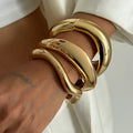 3 Pieces Refined Metal Chunky Statement Bangles Bracelets for Women Trendy Ladies Big Thick Cuff Bracelets Sets Fashion Jewelry