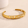 Dreamshow Moon Star Hollow Cuff Bangle 18k Gold Plated Jewelry Shining Zircon Stainless Steel Bangle