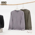 Wholesale Men 230gsm Heavyweight Cotton Washed Vintage Long Sleeve T-Shirt Custom Logo Streetwear