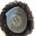 4MM Wave Afro Curly Black Color Indian Natural Human Hair Full PU Skin Men Toupee MegaBDM