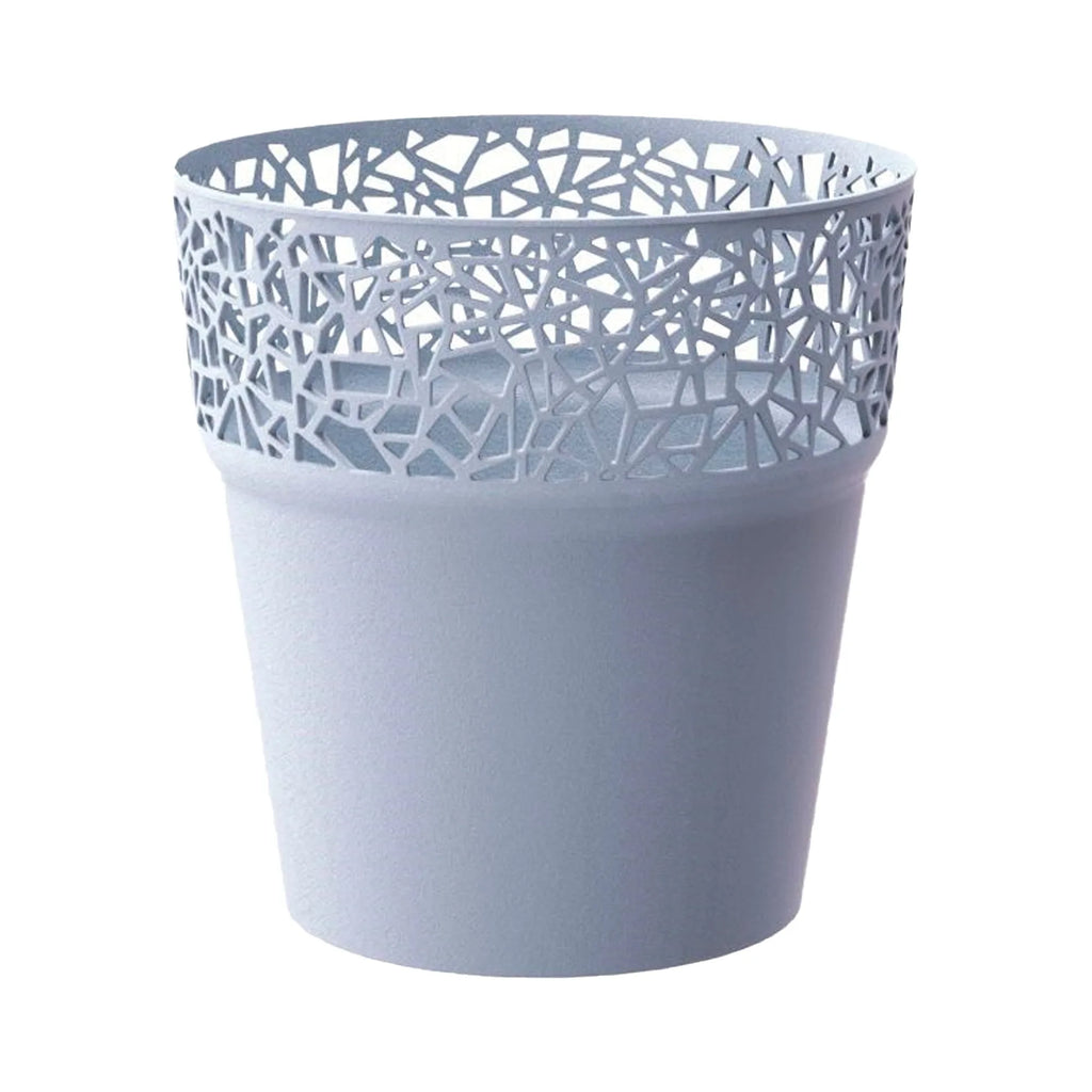 Tree plastic flower pot in ice grey color 17.5 (length) x 17.5 (width) x 17.9 (height) cm