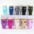 New Arrival Large Capacity 32oz Glass Tumbler Reusable Glass Water Bottles With Bamboo Lid and Silicone Sleeve