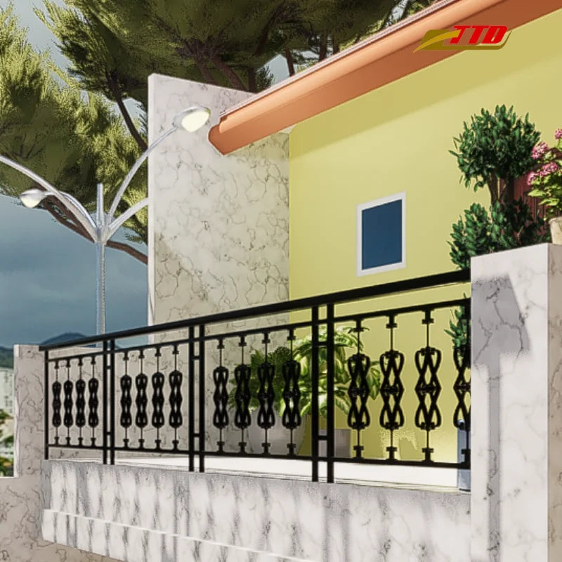 Modern Steel Wrought Iron Glass Balconies Unique Canopy Design Elevate Your Luxurious Lifestyle Stylish Outdoor Living Space