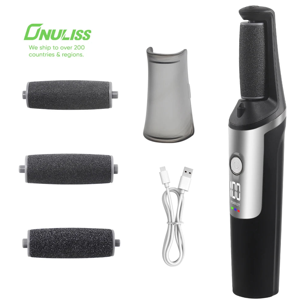 Rechargeable Pedicure Dead Skin Electric Foot File Scraper Callus Remover IPX7 Waterproof 1200mAh Battery