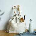 Large Canvas Drawstring Insulated Lunch Cooler Tote Bags with Water Resistant for Work School Travel and Picnic