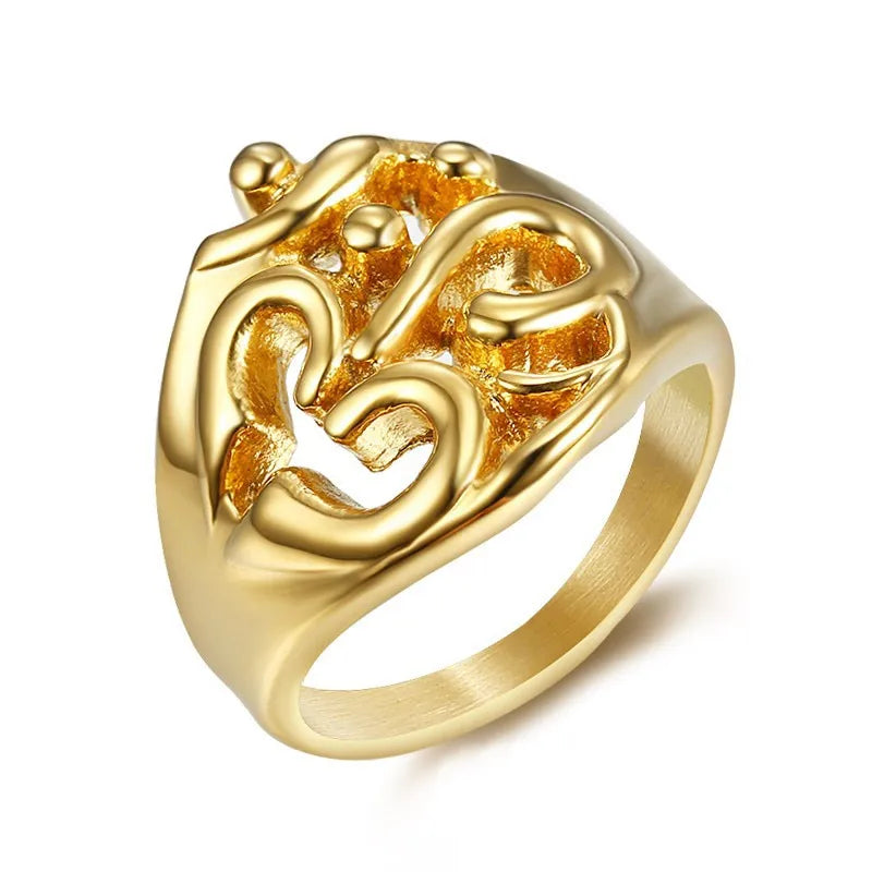 Low MOQ Unisex Jewelry Stainless Steel 18K Gold Plated Classic Princess Cut Zircon Channel Set Chuck Arabic Letter Ring