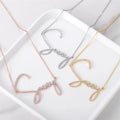 2025 Fashion Hot-selling DIY Crystal Letter Necklace Stainless Steel Bling Custom Signature Nameplate for Women Gift
