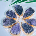 Custom Shape Natural Amethyst Cluster Pendant Silver Golden Color Edged Reiki Stone for Women Jewelry Fashion Pendants Charms