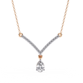 OMKAR JEWELS Lab Grown Diamond V-Shaped 14K Gold Plated Sterling Silver Brilliant Cut IGI Certified Trendy Anniversary Necklace