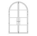 Arch Steel Wrought Iron French Door Sound Insulation Tempered Glass Swing Doors for Living Room Hall Interior Exterior Graphic
