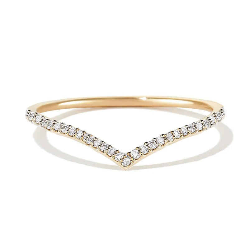 Low MOQ Wholesale Women's Jewelry Creativity Stacking Zircon Eternity v Shape 925 Silver Rhodium Plated Neogothic Style Ring