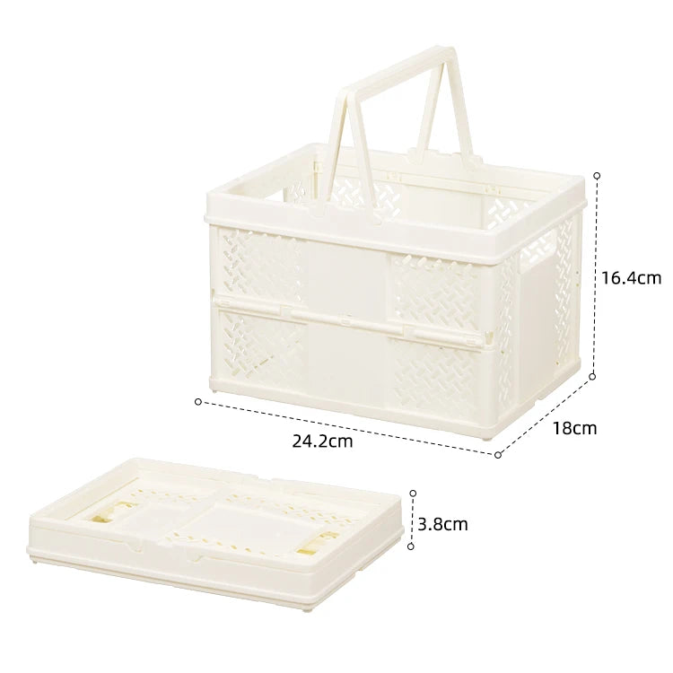 Hot Sell Muti-function Medium Size Desktop Foldable Plastic Basket Creative Home Picnic Collapsible Storage Crates With Handle