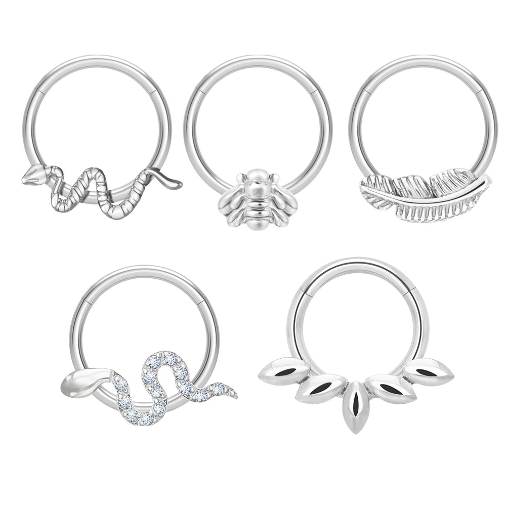 G23 Titanium Nose Rings 16G Septum Hoop Clicker Ring Daith Helix Studs Tragus Cartilage Conch Earrings Piercing Jewelry