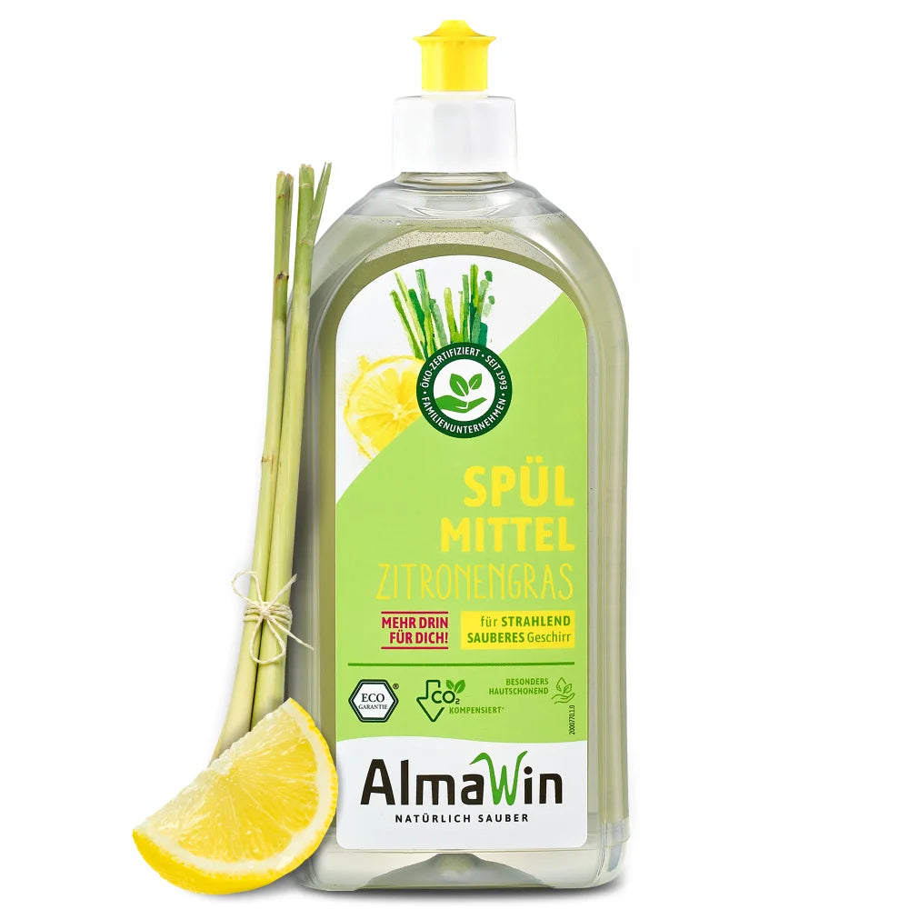 AlmaWin Export Dishwashing Liquid With Lemongrass Scent 1000ml Powerful Organic Detergent