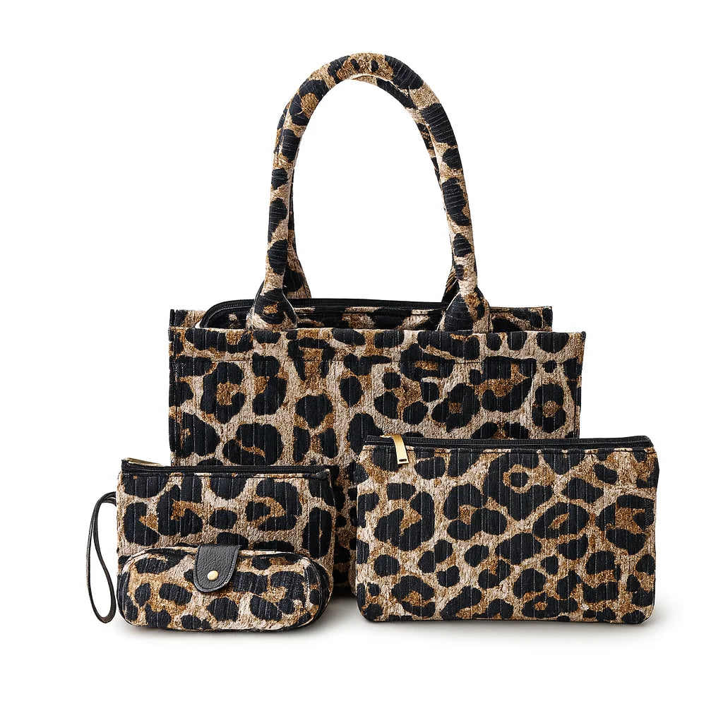 Premium Cotton Fabric Quilted Tote Bag Set Embroidery Chains Zipper Customizable Stylish Durable Spacious Travel Lady MegaBDM