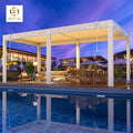 Modern 12x12 Aluminum Wall-mounted Motorized Retractable Pergola Hard Roof Customizable Sizes for Balcony Garden Use