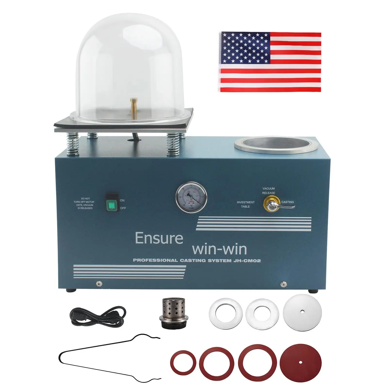 Boasta US Free Shipping 2L Continuous Vacuum Casting Machine 3.5*4in Flask Mold Gold Aluminium Jewelry Mold Making DIY Equipment