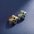 New Arrival Pink Green Zircon Iced Out Fashion Rings for Men Women Clover Ring Brass Gold Plated Wedding Engagement Jewelry Gift