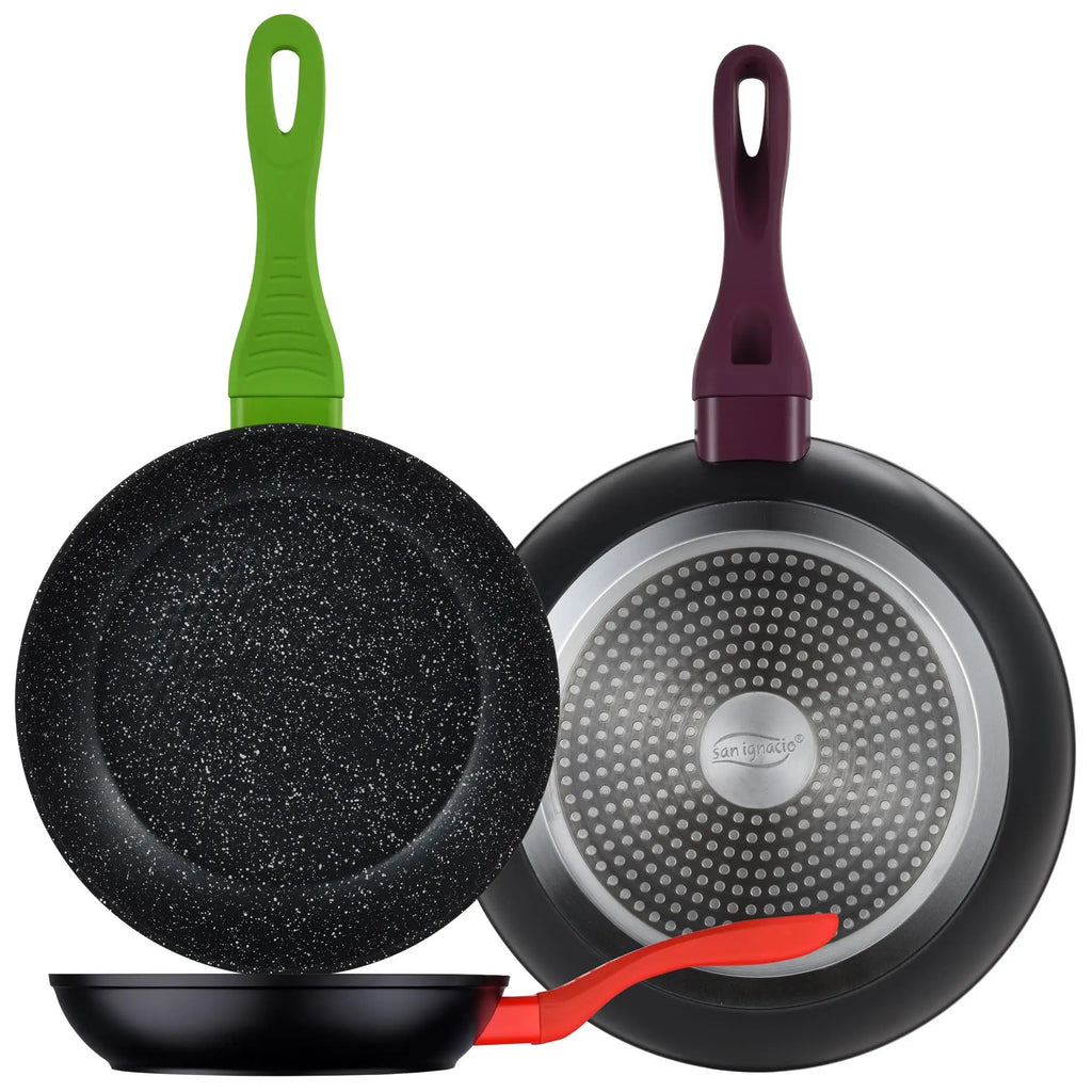 3pc set of frying pans 20/24/28 forged aluminum induction compatible Jolie collection