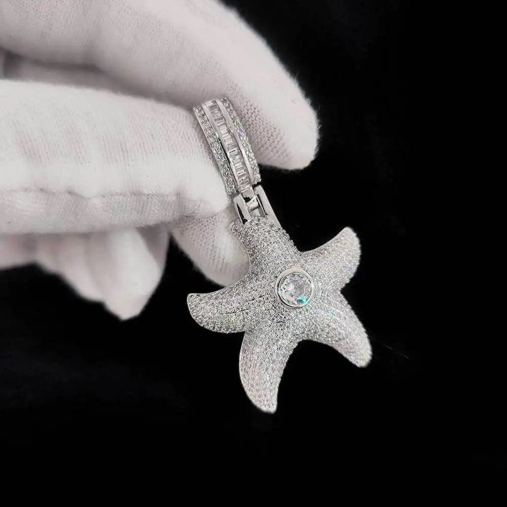 Aimgal Customized Men's Necklace Fashion Jewelry 5A Zircon HIPHOP Starfish Pendant Brass & Moissanite for Children