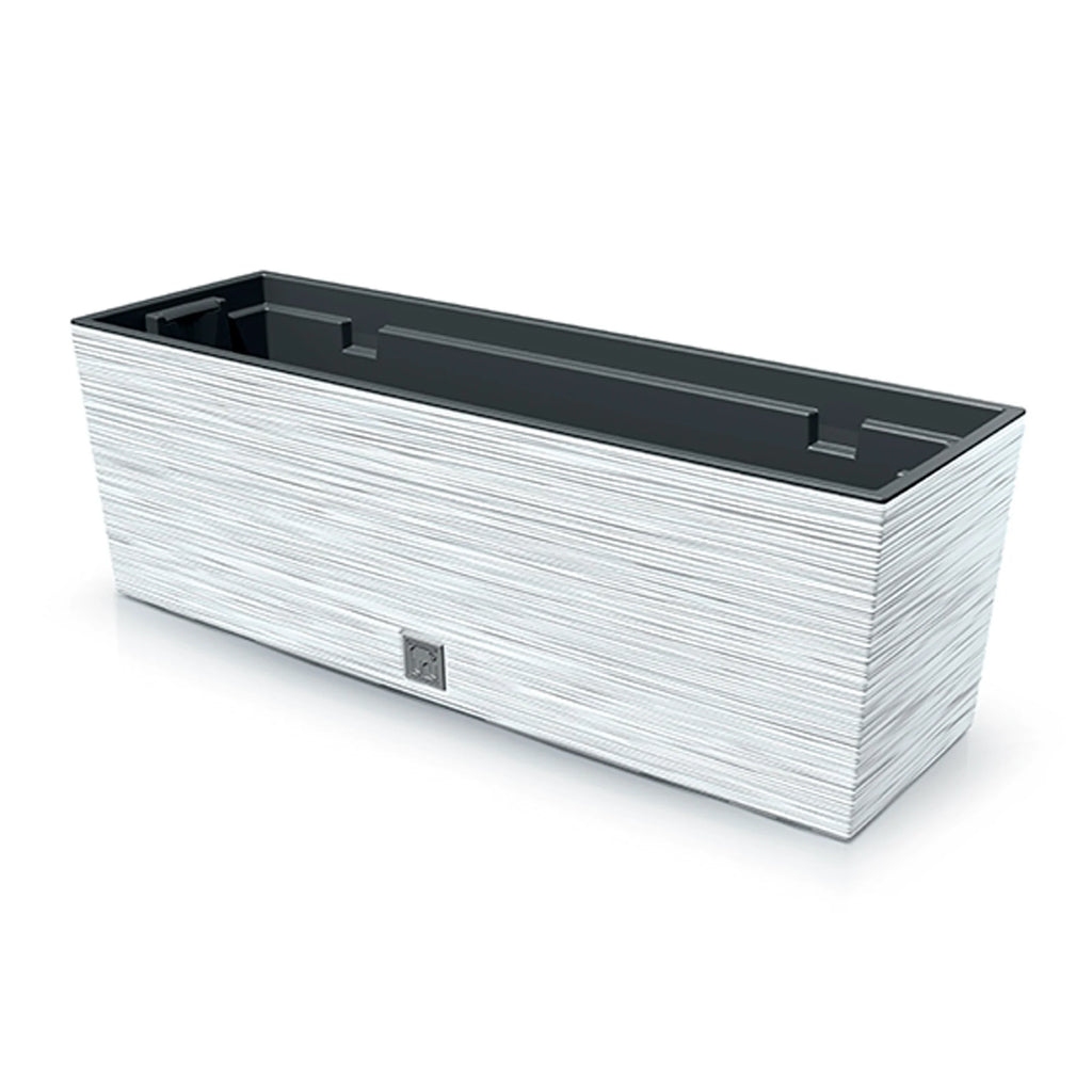 White flower pot with reservoir FURU collection 58 x 18 x 19.5 cm 12 L capacity.