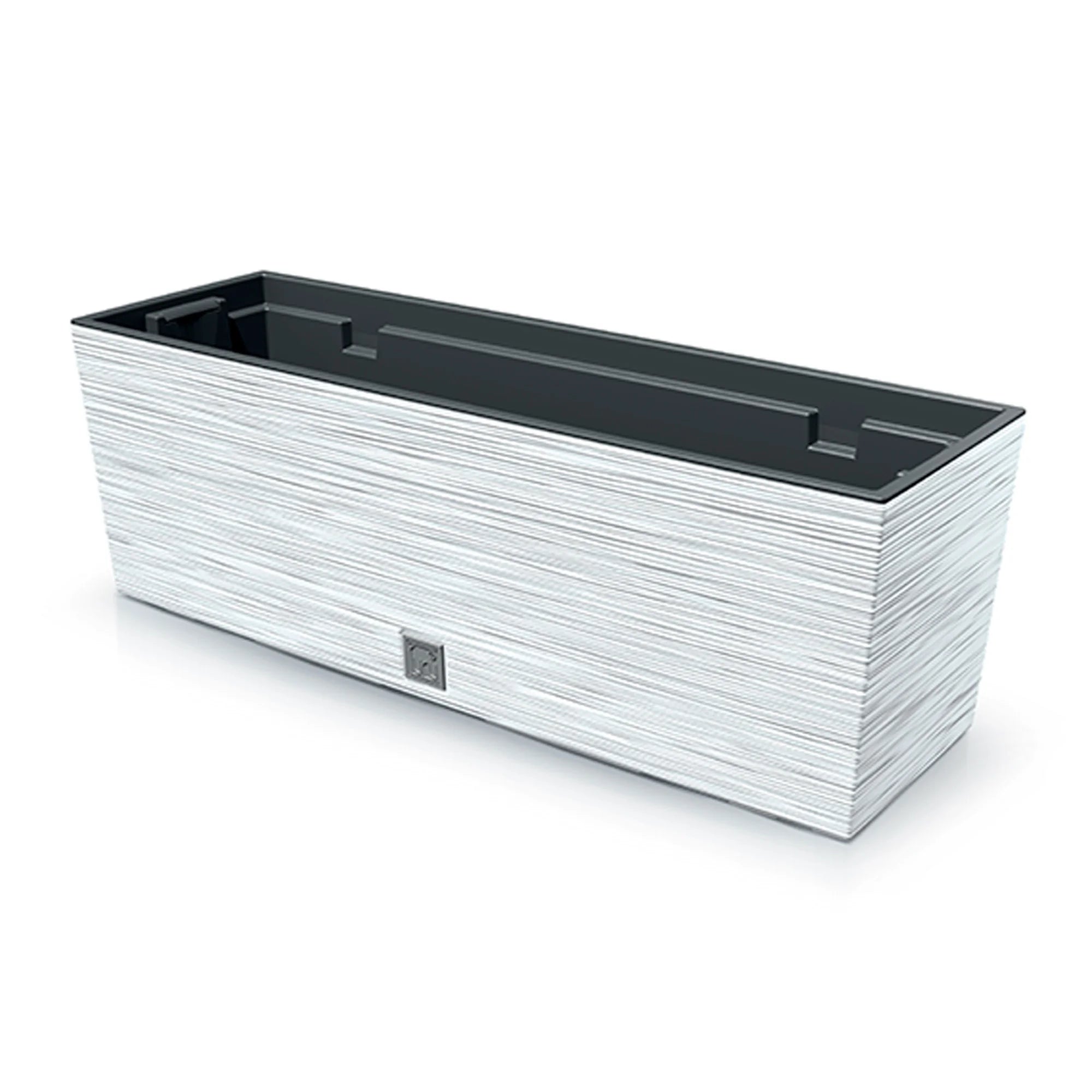 White flower pot with reservoir FURU collection 58 x 18 x 19.5 cm 12 L capacity.