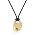 New Fashion Water Drop Gold Bean Pendant Black Leather Cord Adjustable Long Universal Necklace Jewelry Factory Wholesale