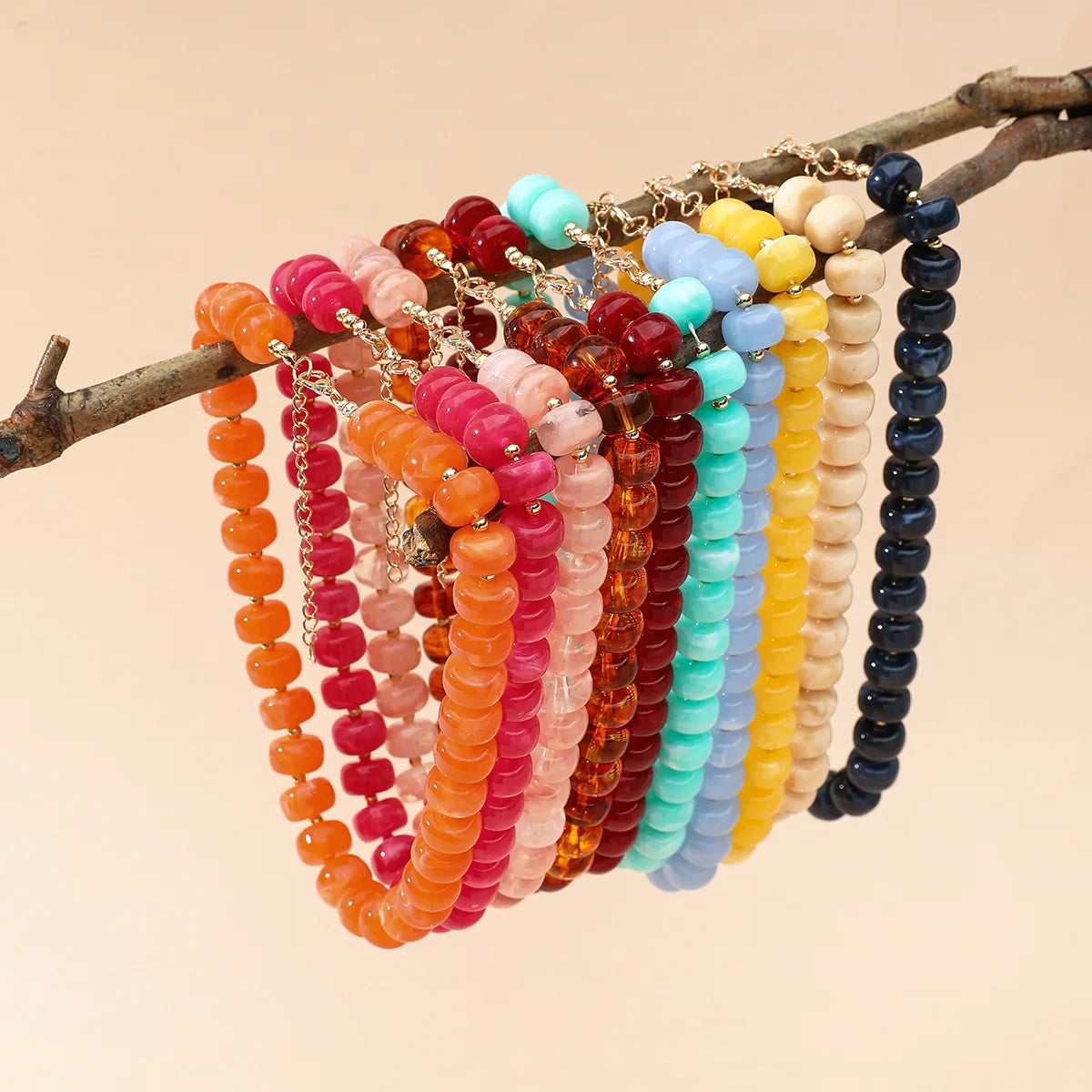 PFT Vintage Bohemia Acrylic Abacus Bead Necklace Simple Versatile High-End Feel Gift for Women MegaBDM