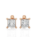 Elegant Classic 18K Solid White Gold Stud Earrings IGI Certified Princess Cut Lab Grown Filled Diamonds OMKAR JEWELS Women's