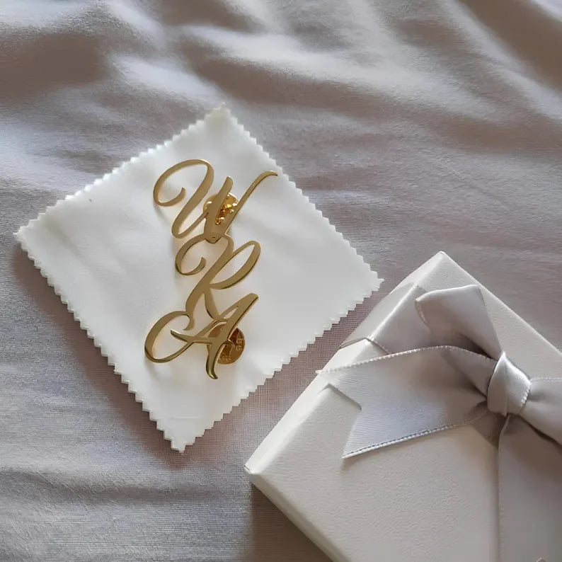 DUOYING Personalized Initial Name Lapel Pin | Wedding Gift for Best Men and Dad Brooch Gifts
