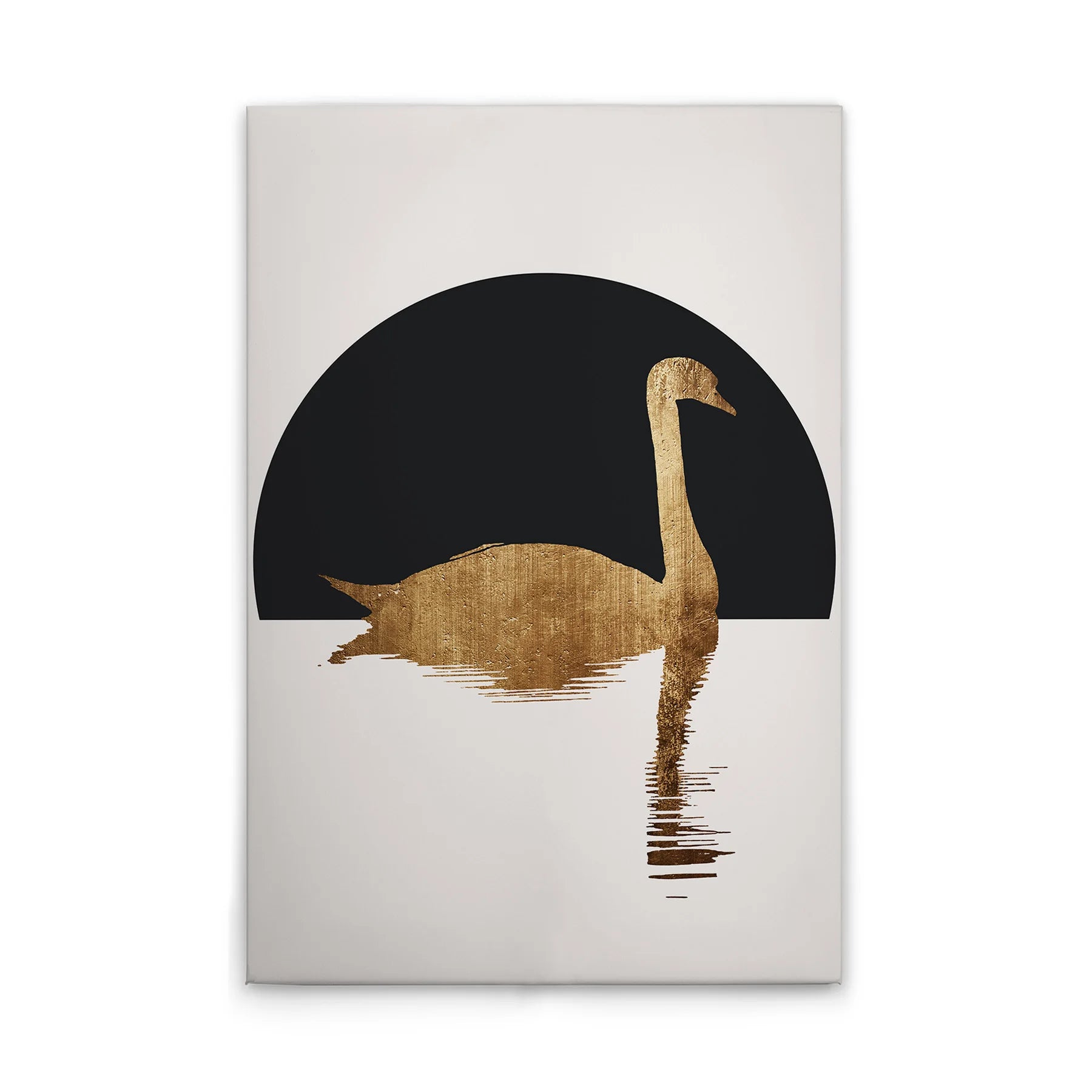 Made In Germany - Home Decor Canvas Picture Swan Black Gold - Wall Mural In Cream And Black - Canvas Picture On Stretcher Frame