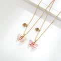 Best Friend Trendy Zinc Alloy Enamel Gold Plated Butterfly Necklace Children's Wedding and Party Jewelry Gift Set
