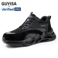 GUYISA Leisure Series Safety EVA Sole Microfiber and Faux Suede Upper European Standard Steel Toe Black Color Safety Shoes
