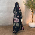 Open Abaya for Women Floral Printed Dubai Robe with Headscarf Modest Style Plus Size for Summer Eid Islamic Clothing