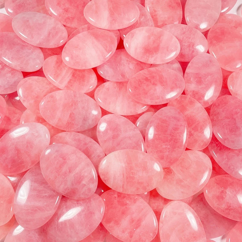 Hongzhuo Charms Natural Stone Trendy No Drill Hole Oval Rose Quartz Natural Stone Beads